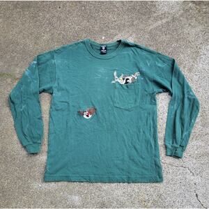VTG 1995 WARNER BROS STUDIO STORE LOONEY TUNES POCKET LONG SLEEVE T-SHIRT SMALL